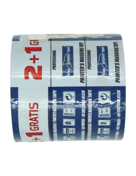 BLUE DOLPHIN 2-PAK TAŚMA MALARSKA NIEBIESKA 48MM X 50M + 1 GRATIS 30MM X 50M5907758562703